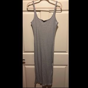 grey thick ribbed midi dress
